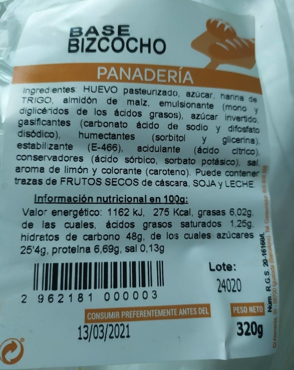 Base bizcocho